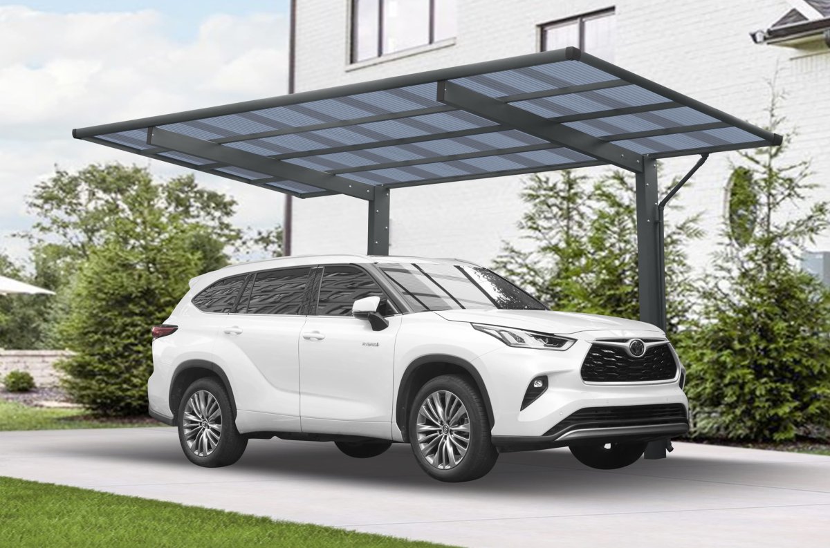 Carport nhôm polycarbonate, nhà xe khung nhôm, mái che xe hơi polycarbonate, mái che bền nhẹ.