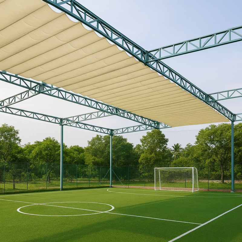 Mái xếp di động che sân bóng đá mini linh hoạt bảo vệ người chơi mọi thời tiết