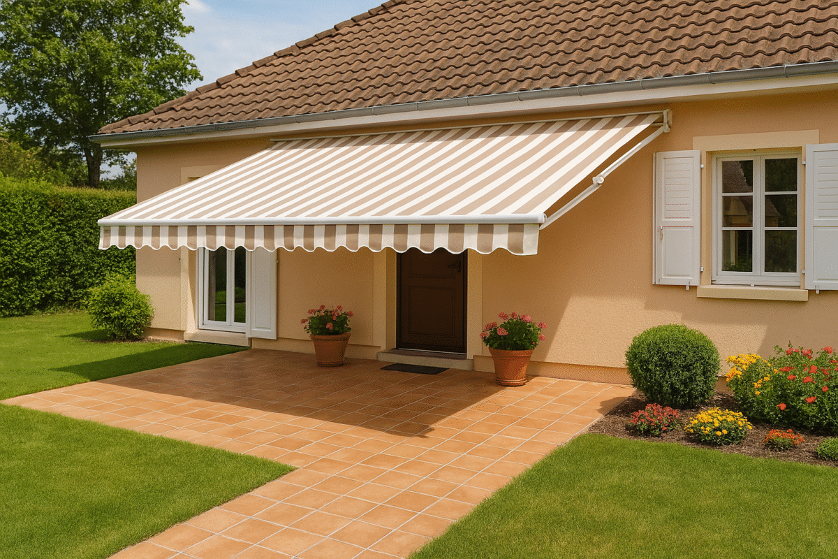 Ngôi nhà với thiết kế đơn giản nhưng tinh tế, nổi bật với mái hiên xếp tiện lợi. Sân lát gạch sạch sẽ, khu vườn được chăm chút kỹ lưỡng, tất cả tạo nên một không gian sống lý tưởng giữa lòng đô thị.