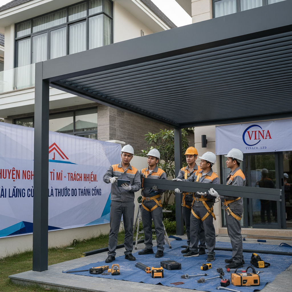 Đội ngũ thi công mái che pergola VINA