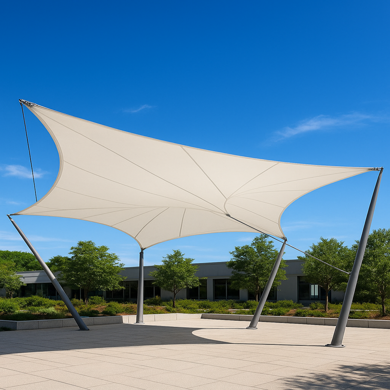 Mái Che Cánh Buồm (Sail Shade) – mang phong cách kiến trúc mở, thích hợp cho khuôn viên ngoài trời, sân vườn, café hay khu nghỉ dưỡng.