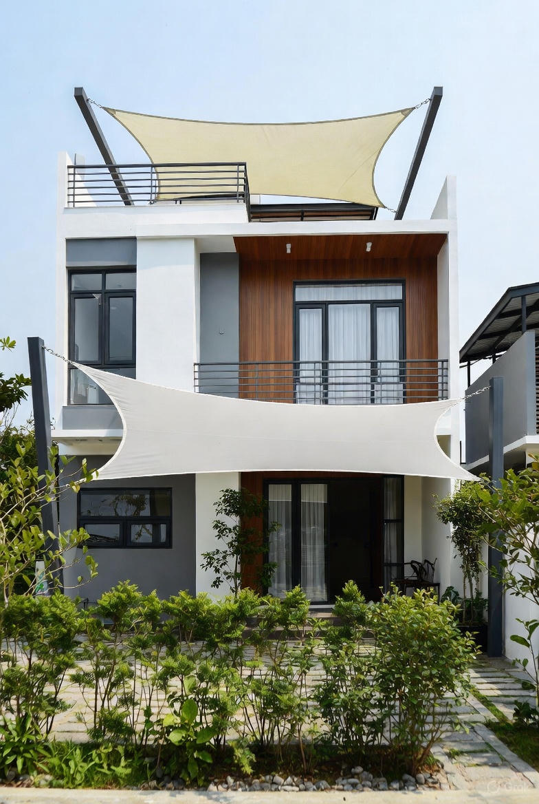 Thiết kế bạt căng sân thượng giúp không gian thoáng mát, tinh tế.