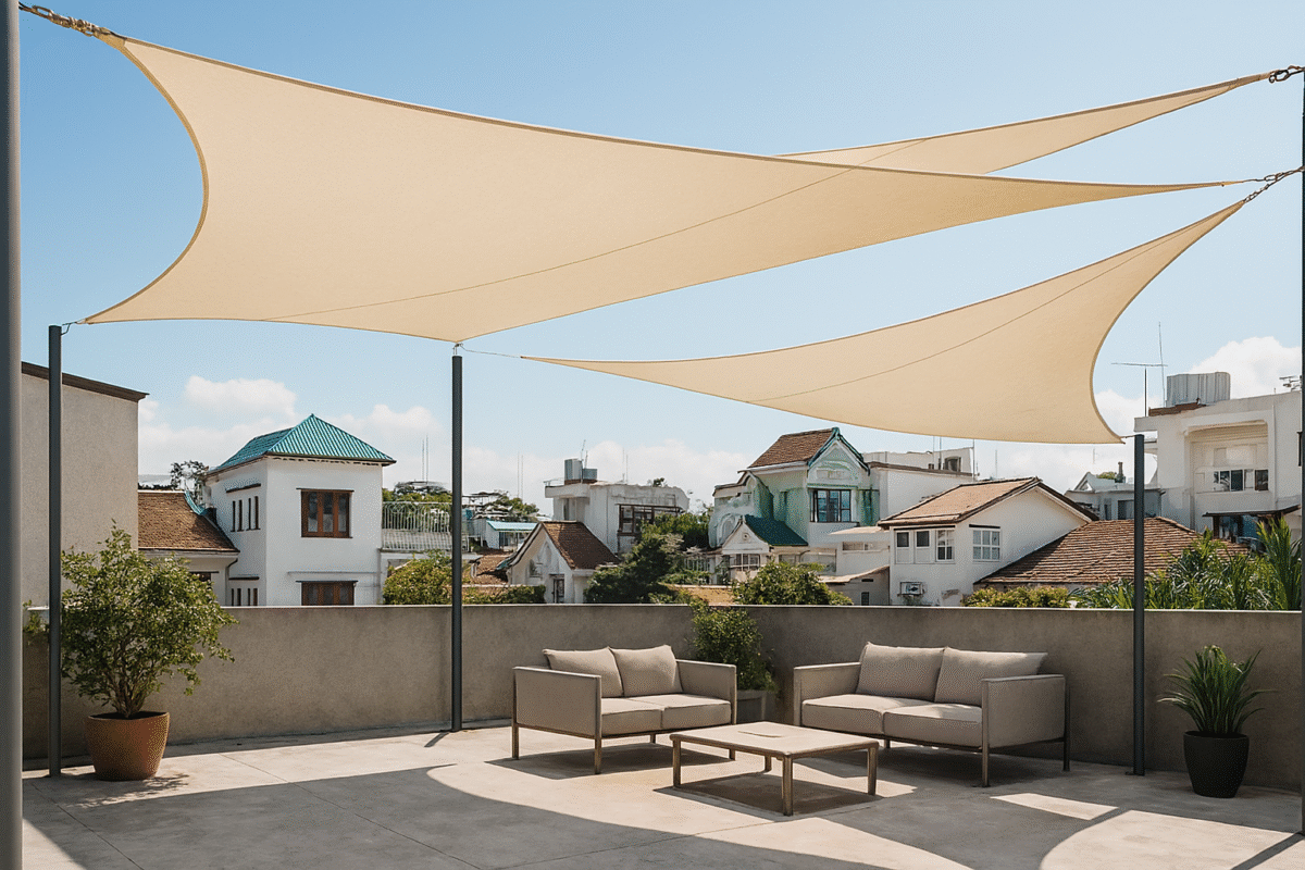 Mái Che Sân Thượng Bạt Căng Cánh Buồm