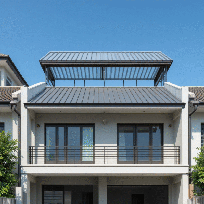 Nhà phố 2 tầng mái tôn hiện đại - giải pháp chống nóng và tiết kiệm chi phí.