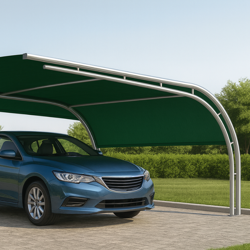 Mẫu nhà xe mái vòm độc đáo không chỉ giúp che nắng che mưa cho xe cộ mà còn là điểm nhấn độc đáo cho không gian của bạn