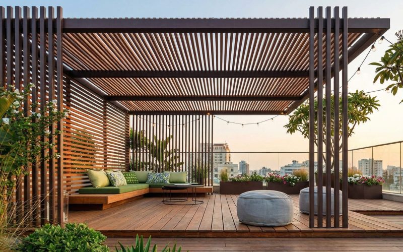 Mái Che Sân Thượng Gỗ Ngoại Thất (Gỗ Composite)