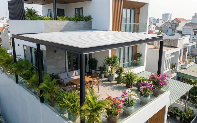 Mái Che Sân Thượng Tôn Lạnh Cách Nhiệt